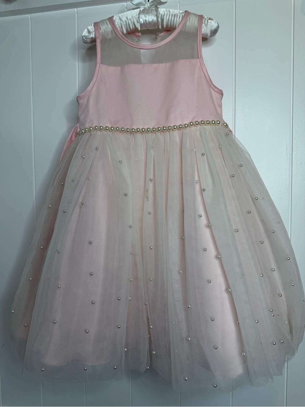 American Princess Pink Pearl-Trim Tulle Dress